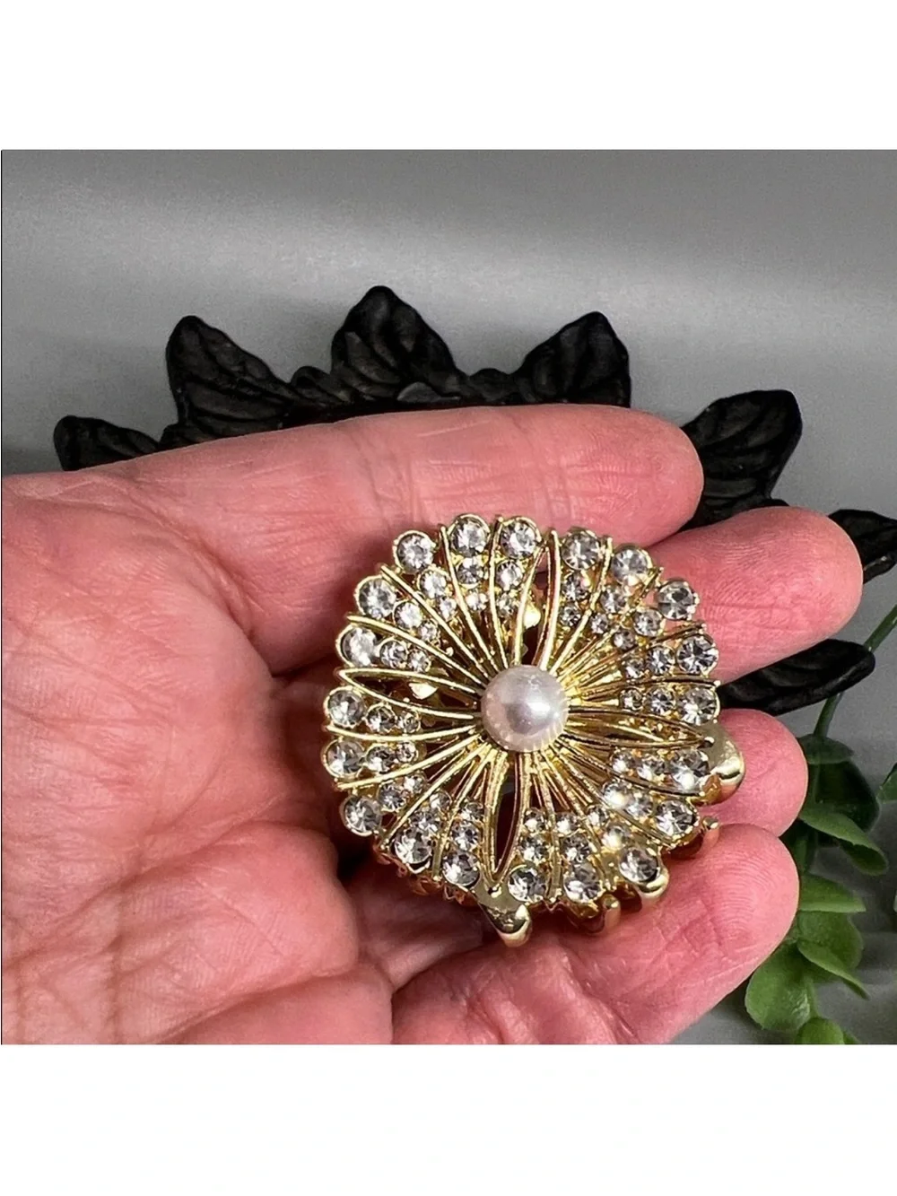 Gold-Tone Crystal & Pearl Floral Hair Clip Women’s Hair FINAL PRICE DROP